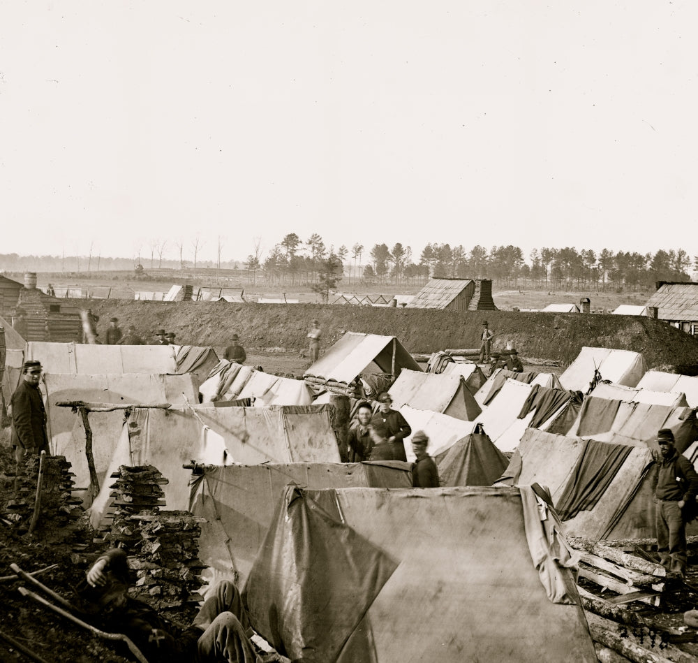 Fort Burnham, Va. Encampment and Earthworks Poster Print showcasing historical earthworks.