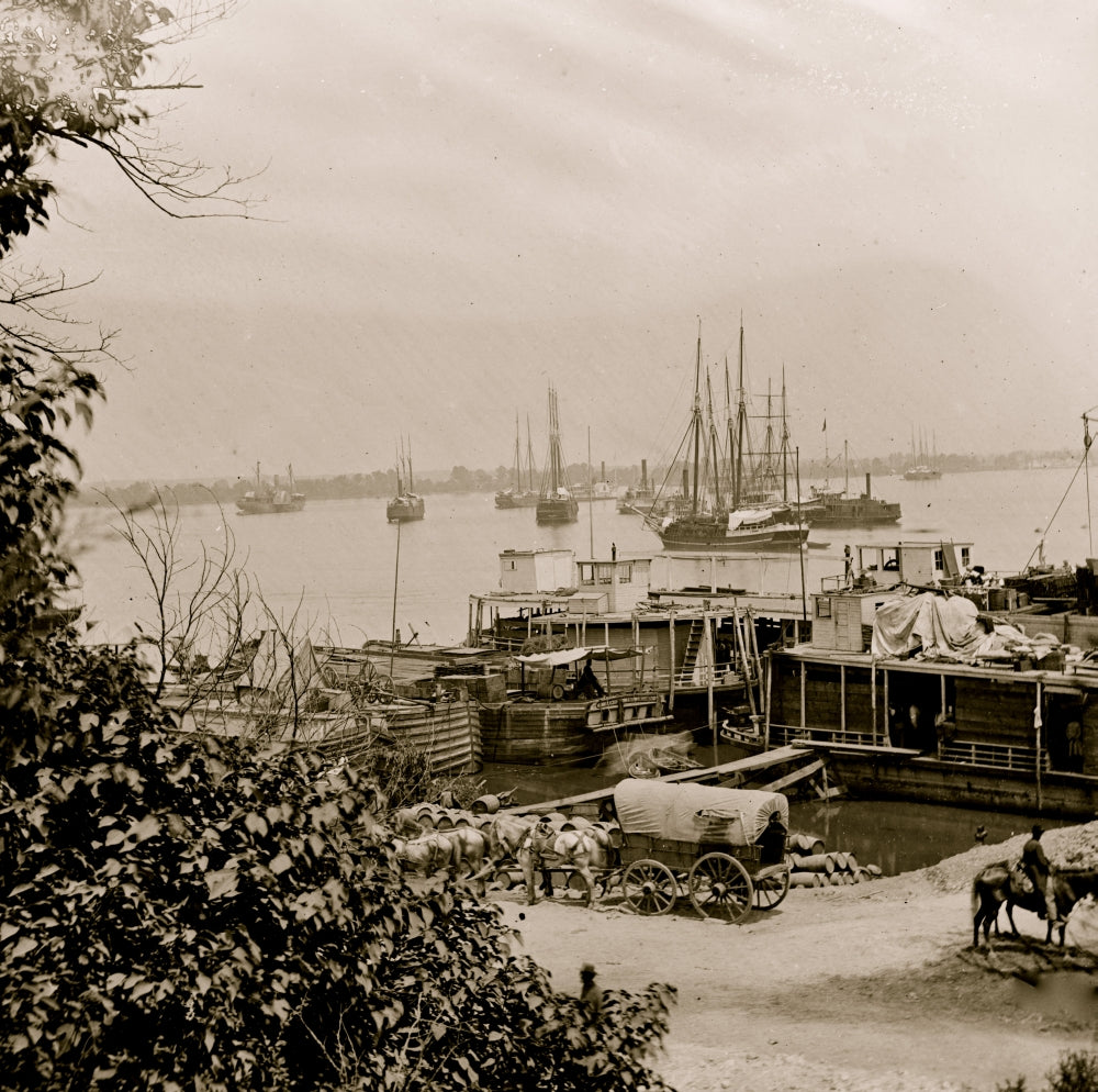 City Point Virginia waterfront view poster print featuring Federal supply boats.