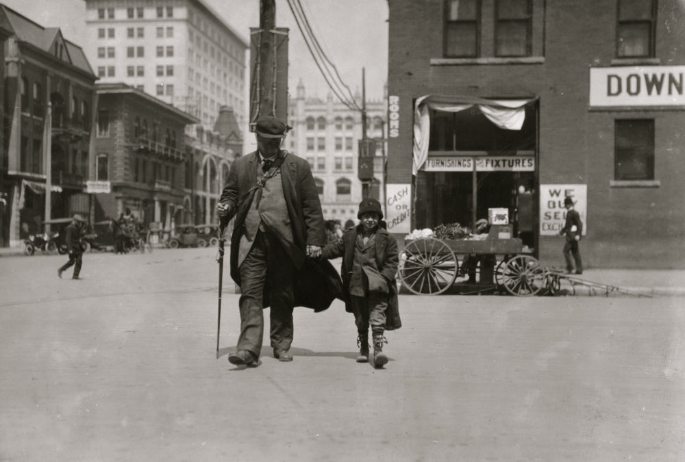 Blind Man and His Youthful Guide Poster Print capturing trust and companionship