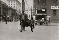 Blind Man and His Youthful Guide Poster Print capturing trust and companionship