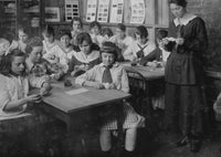 Continuation School Group at Ipswich Mills studying textiles poster print.