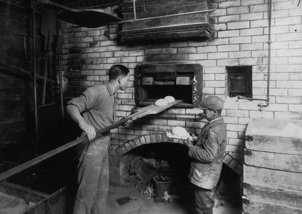 Vincenzo and Angelo Baking Bread Poster Print, nostalgic family scene