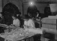 Mary Donahue and friends curling petals at Boston Floral Supply Co.