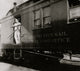 Train Postal Clerk on Railroad Car Poster Print