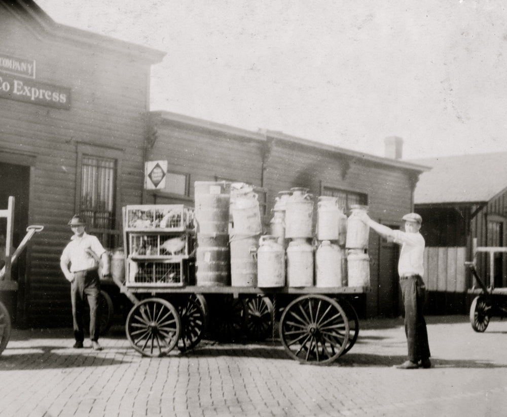 Expressman Haul Cart of Crates at Wells Fargo Depot Poster Print