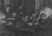 Wood Carving of Working Boys at King Philip Settlement Poster Print