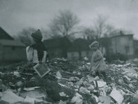 Two children exploring the Dumps location poster print.