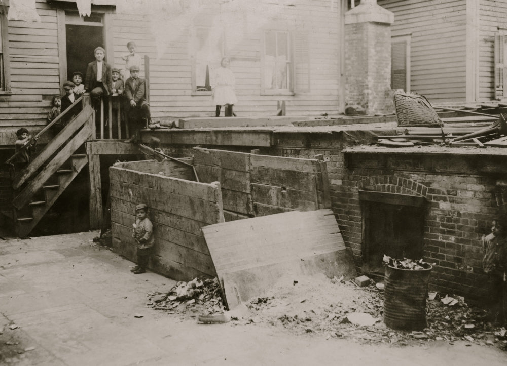 Entrance to the crowded midwife's house poster print depicting historic Providence, R.I.