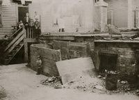 Entrance to the crowded midwife's house poster print depicting historic Providence, R.I.