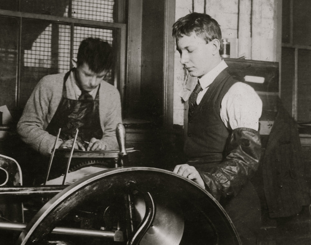 Vocational School Teaches Printing Boys at a Press Poster Print