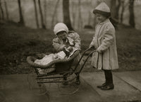 Children playing with Campbell Kid dolls poster print
