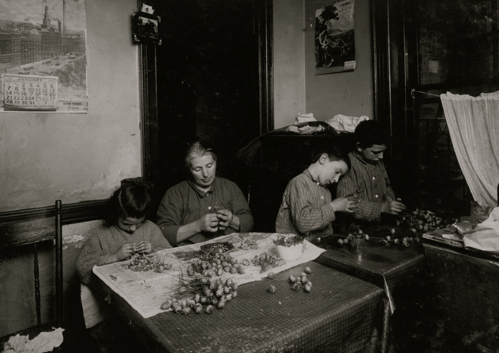 Making Roses in a Dim Kitchen Poster Print showcasing family dedication and artistry.
