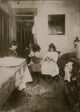 Florence Valentino and Jennie crocheting hats in Bronx tenement poster print.