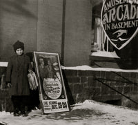 Morris Levine Poster Print - 212 Park Street featuring a young paper seller.