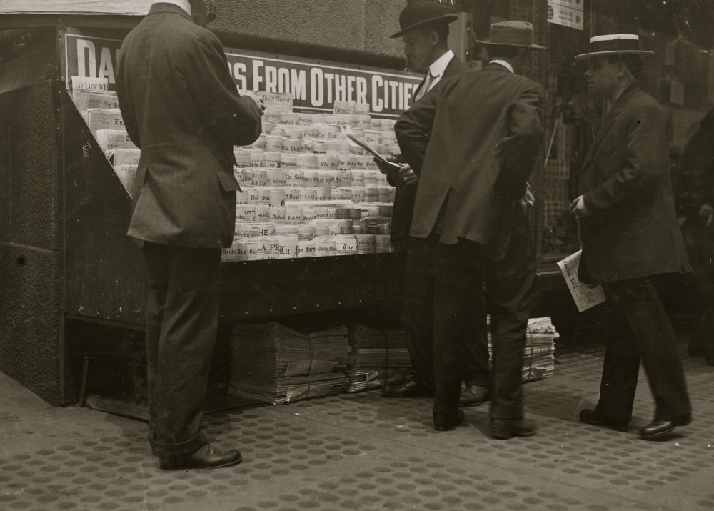 Newsstand Poster Print featuring vibrant colors and vintage charm.