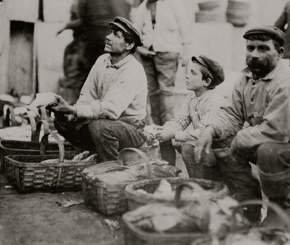 A Typical Fisher Boy at 'T' Wharf Poster Print showcasing coastal charm.