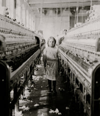 A Little Spinner at Mollahan Mills poster print showcasing a young spinner at work.
