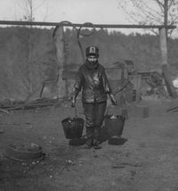 Frank, a Miner Boy, Going Home poster print depicting a young miner.