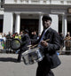 African American drummers in a Mardi Gras parade poster print