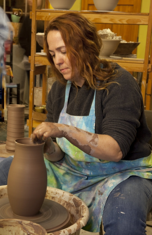 Potter Kerry Kennedy molds mud into pots at Kentuck Arts Center Poster Print by Carol Highsmith