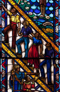 Singing Windows stained glass poster print by Carol Highsmith, featuring vibrant colors and intricate details.