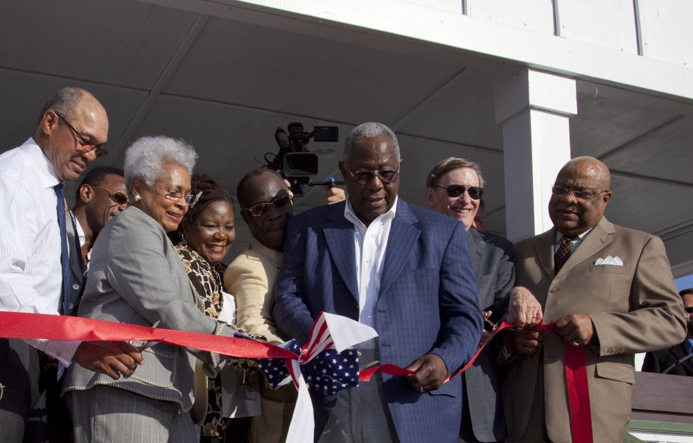 Dedication ceremony poster print at Hank Aaron Boyhood Home Museum