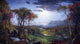 Crepuscular rays breaking through clouds over the Hudson River Valley by Jasper Francis Cropsey