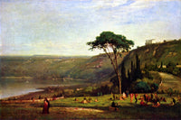Lake Albano poster print by George Inness, showcasing a serene volcanic crater lake in Italy.