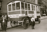 Suffrage Shop On Wheels Poster Print showcasing women's rights theme