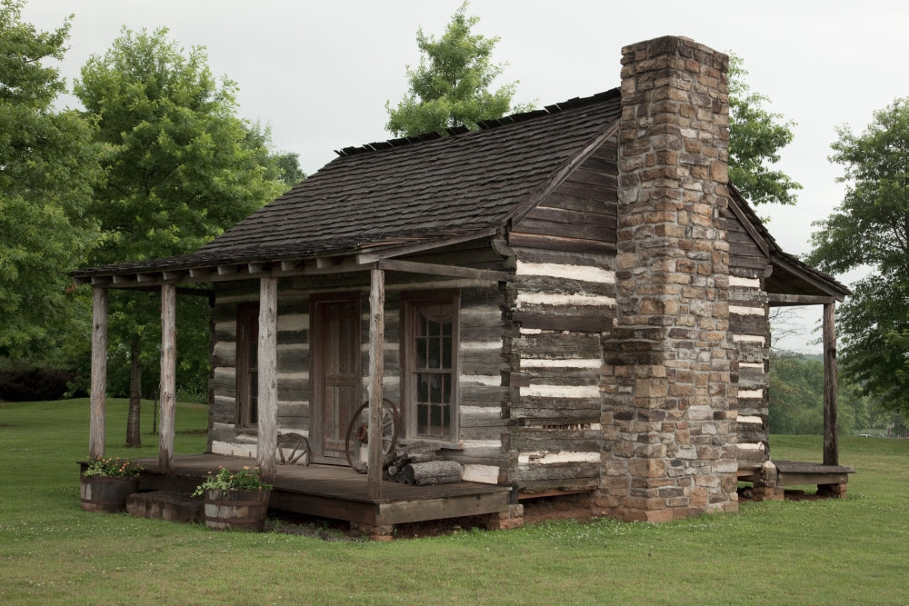 Historic log cabin stage coach stop in Tuscumbia Alabama poster print.