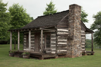 Historic log cabin stage coach stop in Tuscumbia Alabama poster print.