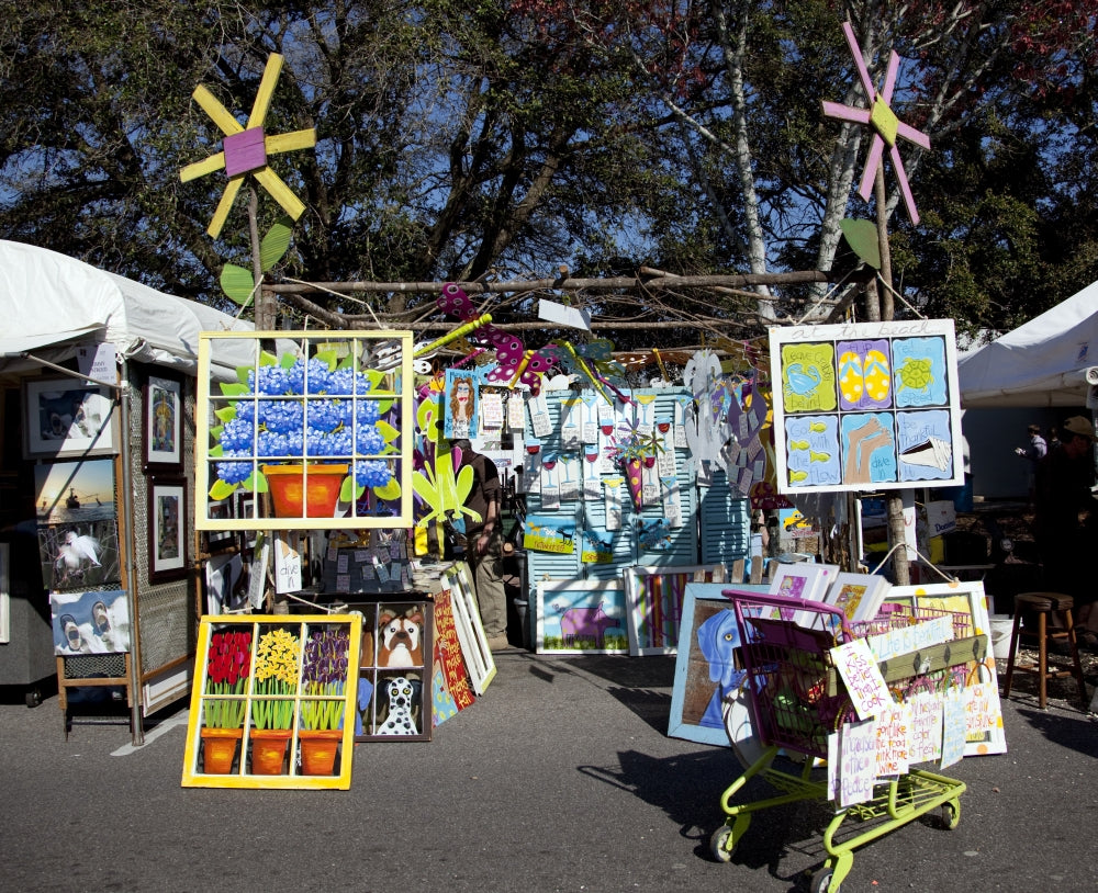Fairhope Art Festival Poster Print depicting the vibrant festival atmosphere in Fairhope, Alabama.