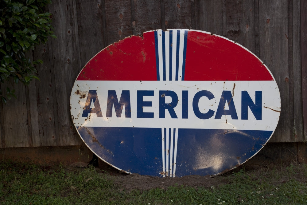 American Petroleum Sign Poster Print showcasing vintage advertisement art.