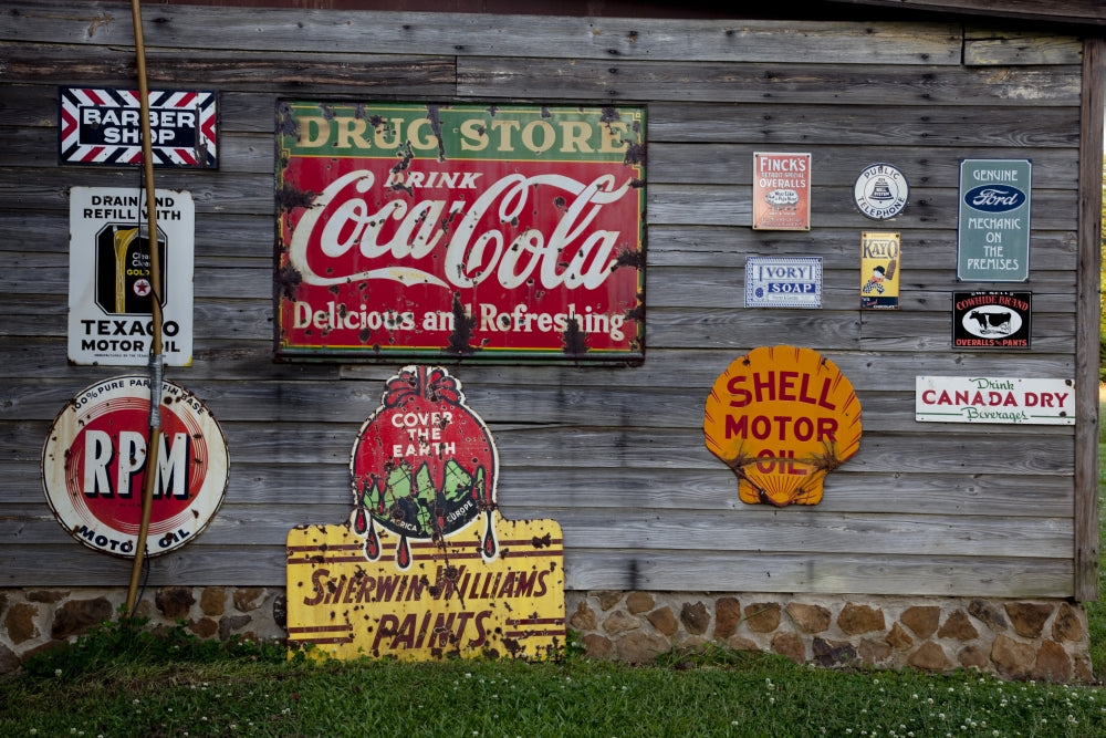 Vintage Retail Advertising Tin Signs Poster Print showcasing classic designs.