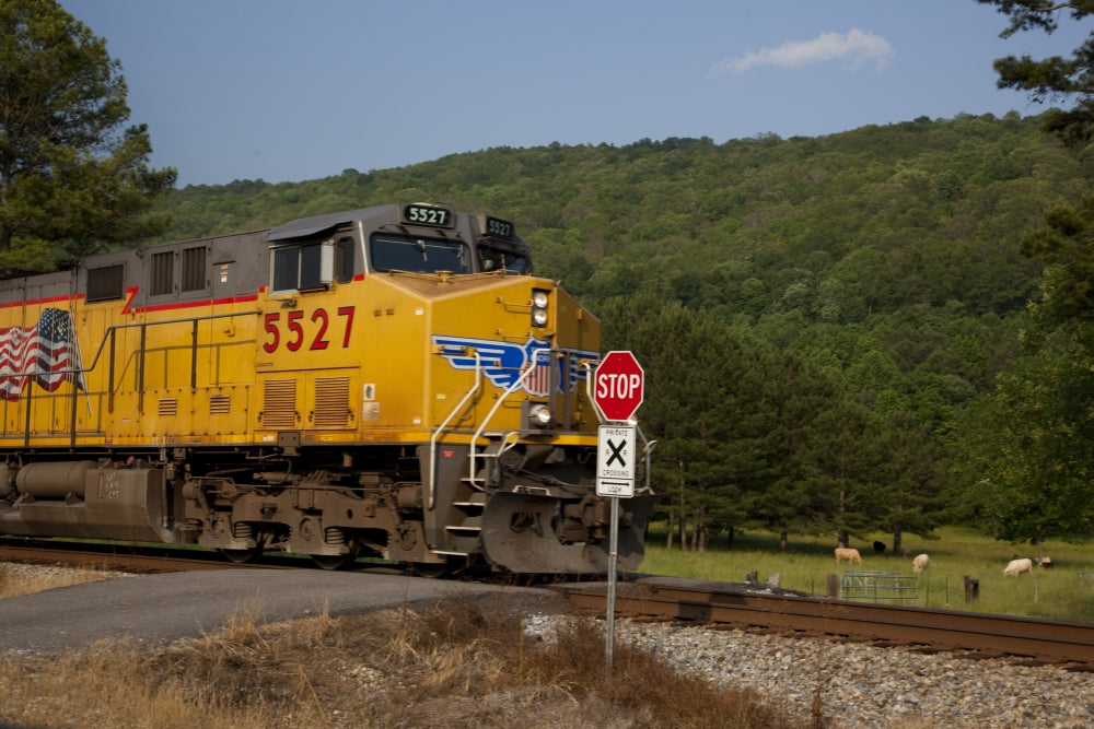 Diesel Locomotive in Gadsden Poster Print showcasing a vintage train.