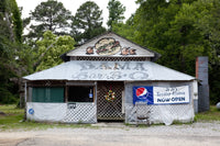 Bama Bar B Que Poster Print showcasing Southern barbecue culture.