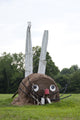 Charming Rabbit Made from a Hay Bale Poster Print
