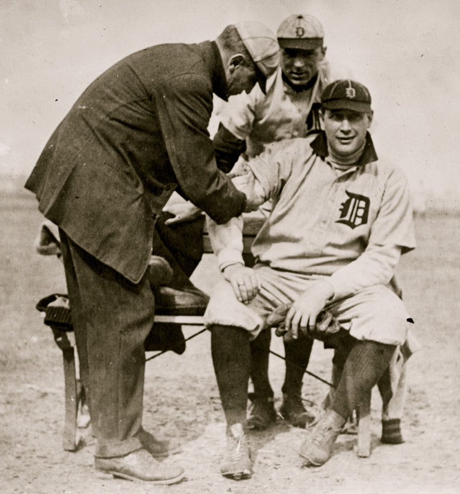 Trainer Harry Tuthill treating Ed Summers baseball poster print