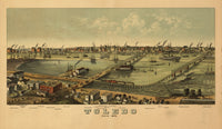 Toledo, Ohio 1876 historic poster print showcasing the city's landscape