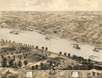 Bird's Eye View of Jefferson City, Missouri 1869 Poster Print