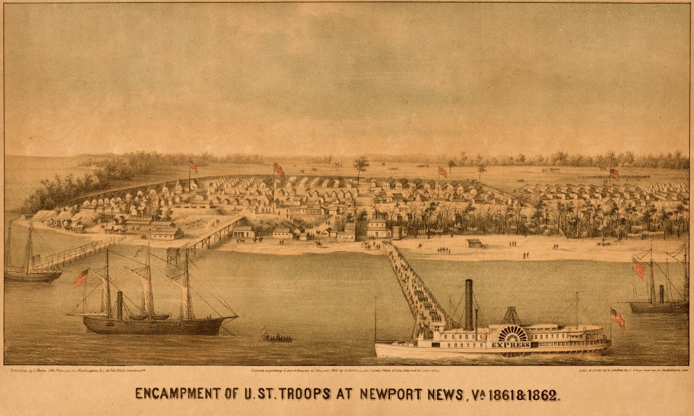 Encampment of US Federal Troops at Newport News 1861 Poster Print