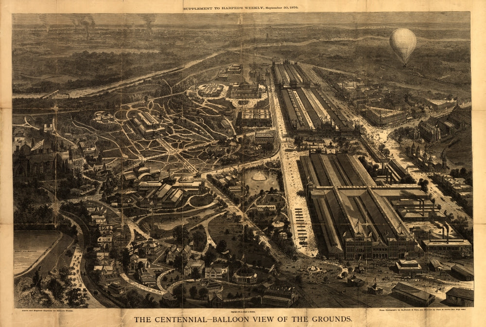 Balloon View of the Centennial Fairgrounds in Philadelphia, Pennsylvania 1876 Poster Print