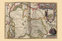Elevation of the Towns of Antwerp & Mechelen Poster Print by Pieter Van der Keere
