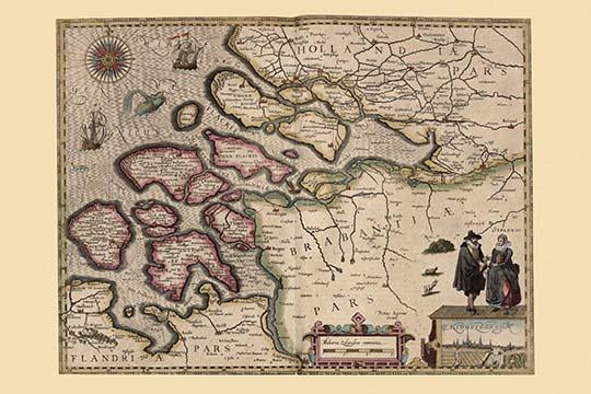 Holland with Inset of Middleburg Poster Print by Pieter Van der Keere