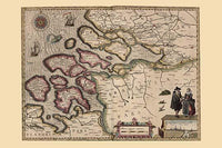 Holland with Inset of Middleburg Poster Print by Pieter Van der Keere