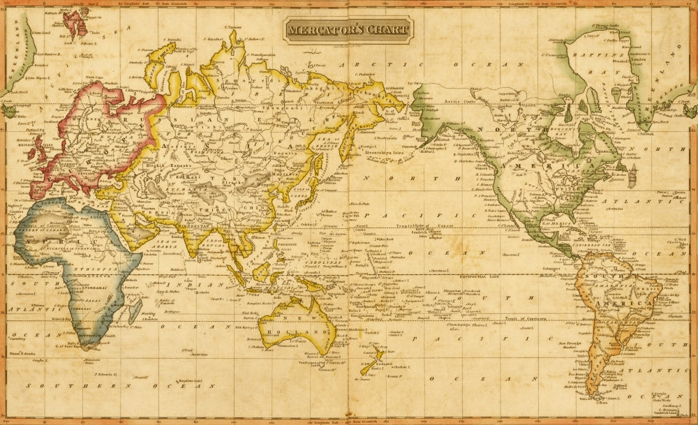 Mercator's Chart 1817 Poster Print - Historical Map Art
