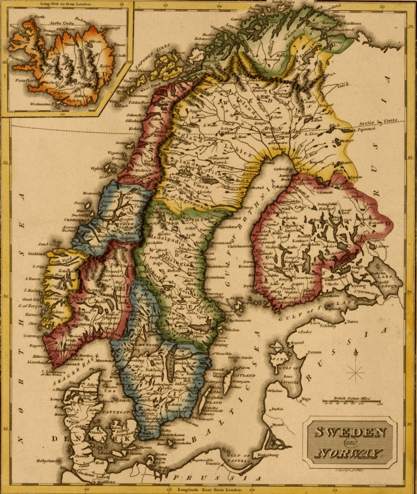 Sweden & Norway 1817 Historical Map Poster Print