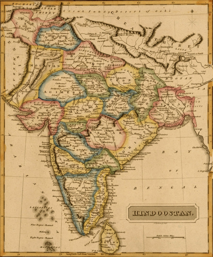 Hindustan Hindoostan India 1817 Poster Print showcasing Indian culture.