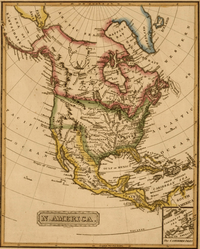 North America 1817 Poster Print showcasing a vintage map.