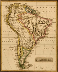 South America 1817 Vintage Map Poster Print